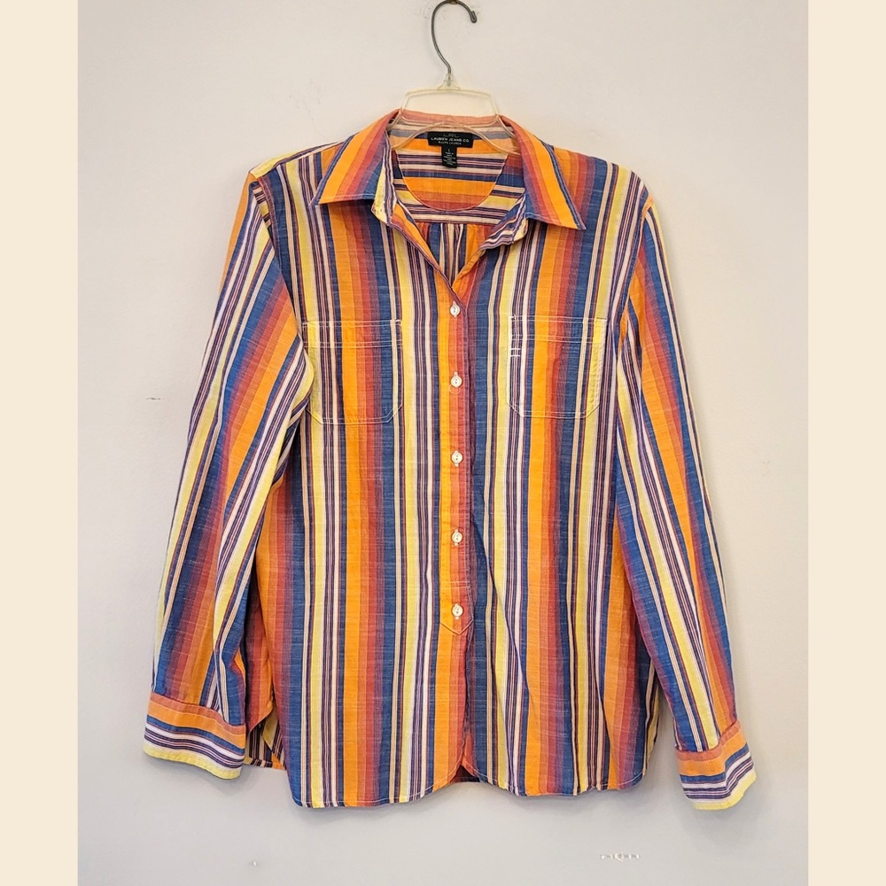 Lauren Colorful striped cotton shirt size large